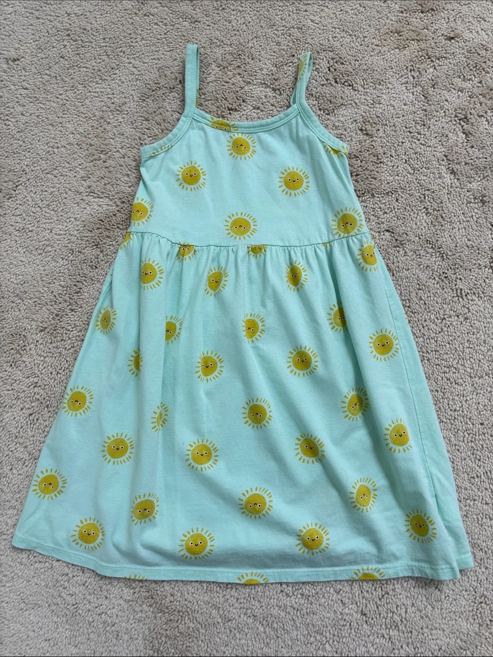 Girls' Sun Print Teal Green Sundress